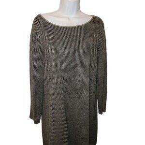 J Jill Academia Houndstooth Dress Warm Wearever Collection Women MED Grey Black